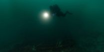 A Lone Diver Floating Under The Water Of Peniche, Portugal No Watermark