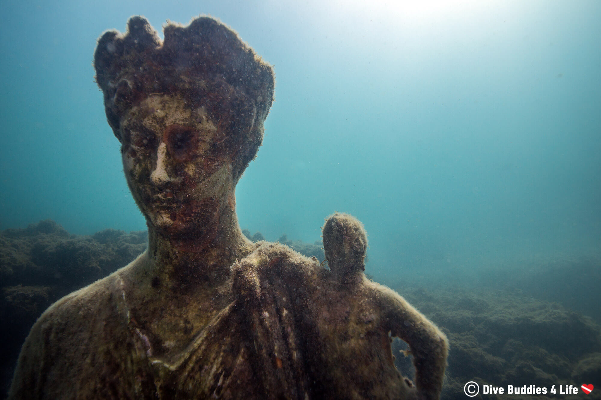 A Queen And Her Sidekick Roman Art In The Submerged City Of Baiae In Naples, Italy, Europe
