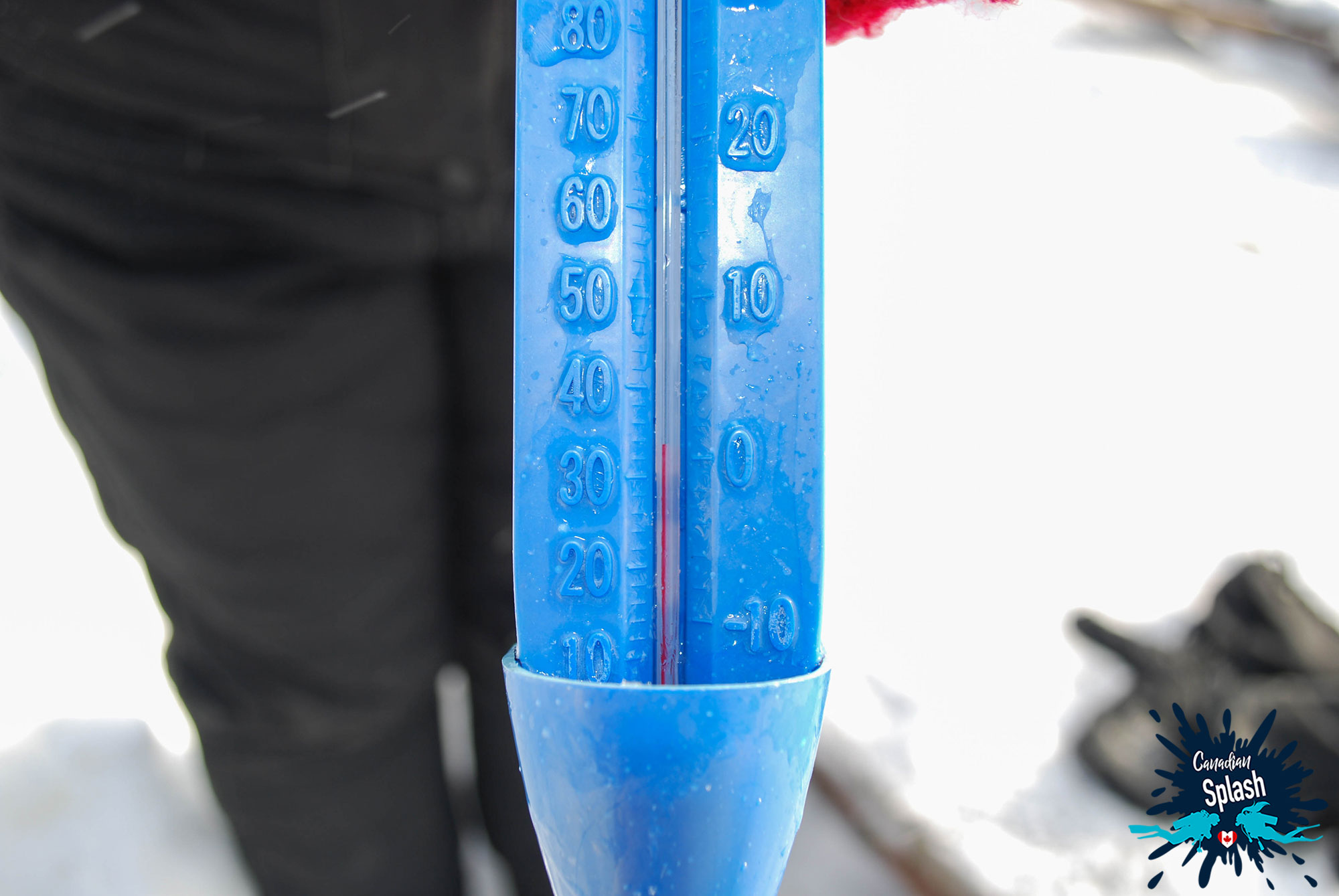 A Thermometer Showing How Cold The Water Is In Northern Ontario, Scuba Diving Canada