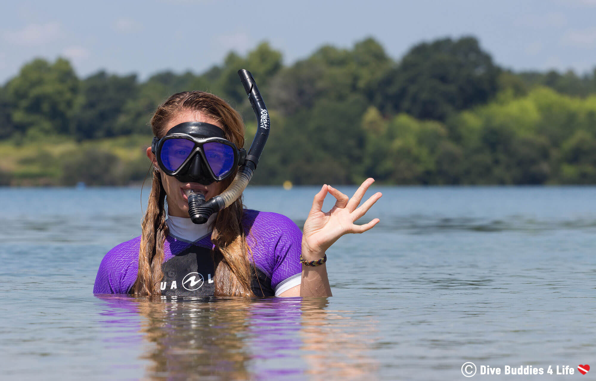 Female Diver Ali Giving The Ok Scuba Sign In The Water Ready to Go Scuba Diving