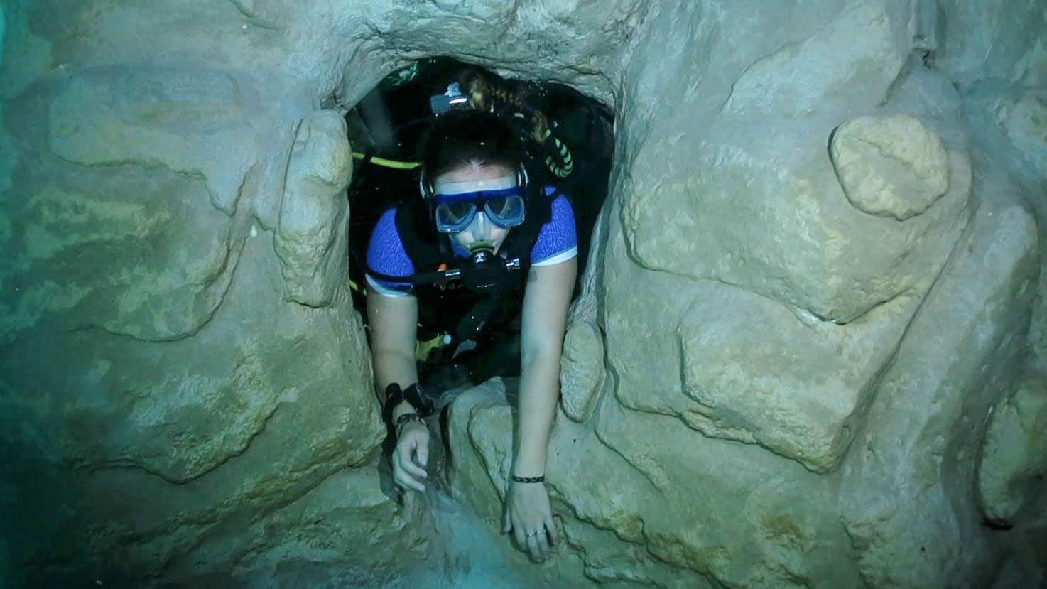 Ali Trying To Sneak Out Of The Y-40 Pool Caves