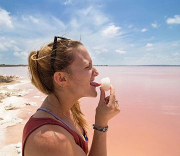 Ali At The Pink Lake Enjoying The Rejuvinating Effects Of The Water On Health And Beauty