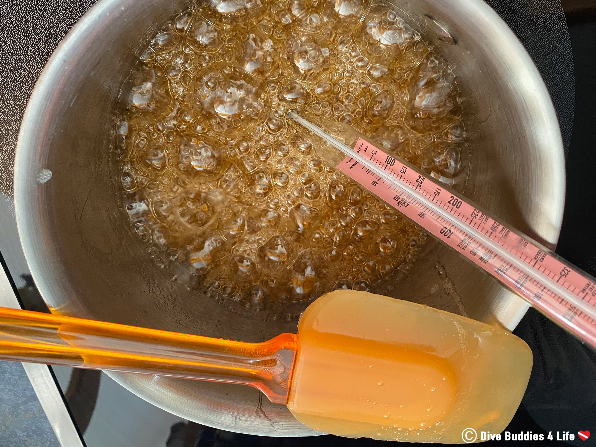 Boiling The Sugar For The Sea Glass Punch Beverage