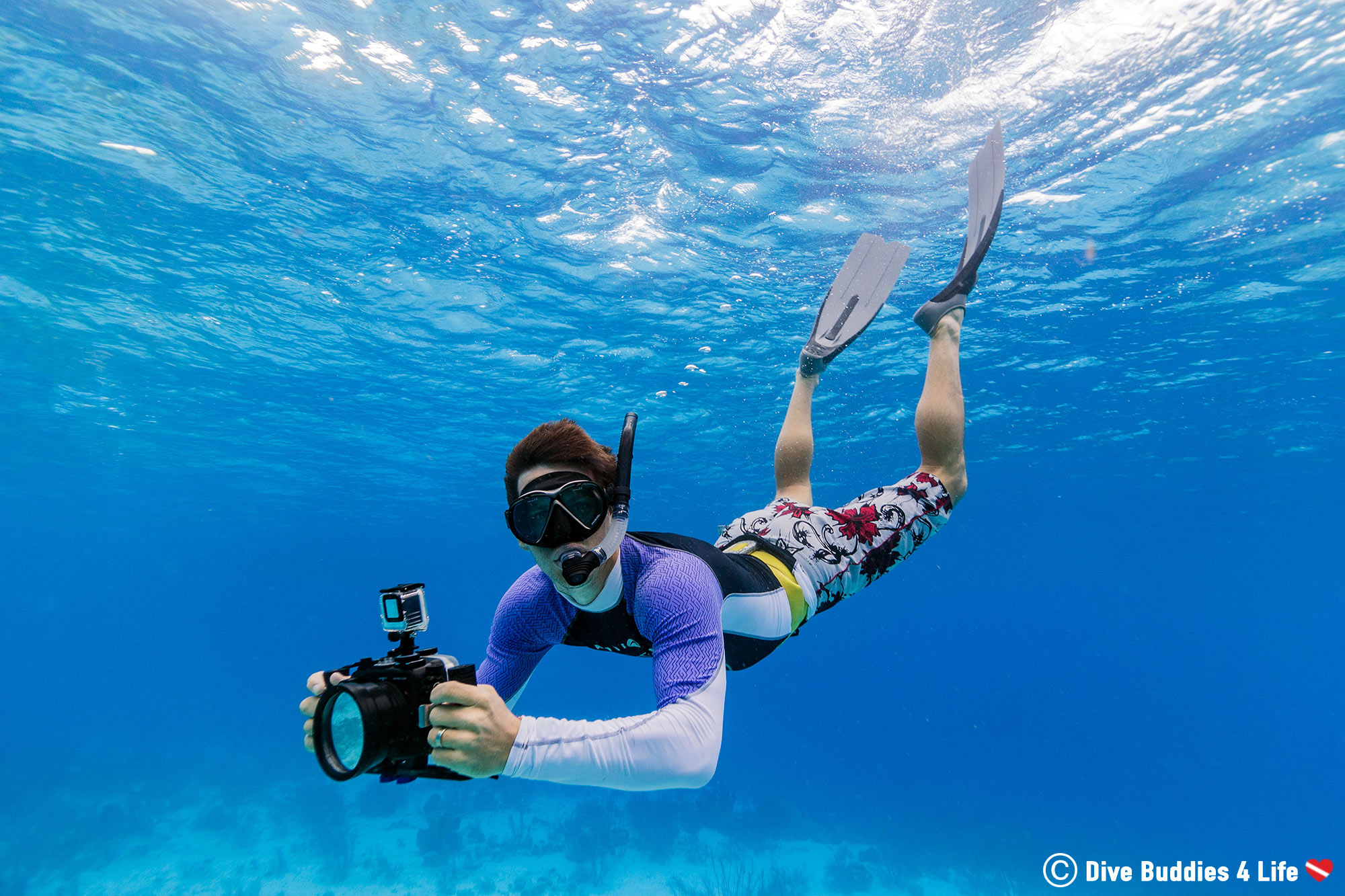 Camera Man Joey In His Snorkeling Gear At Klein Bonaire, Dutch Caribbean