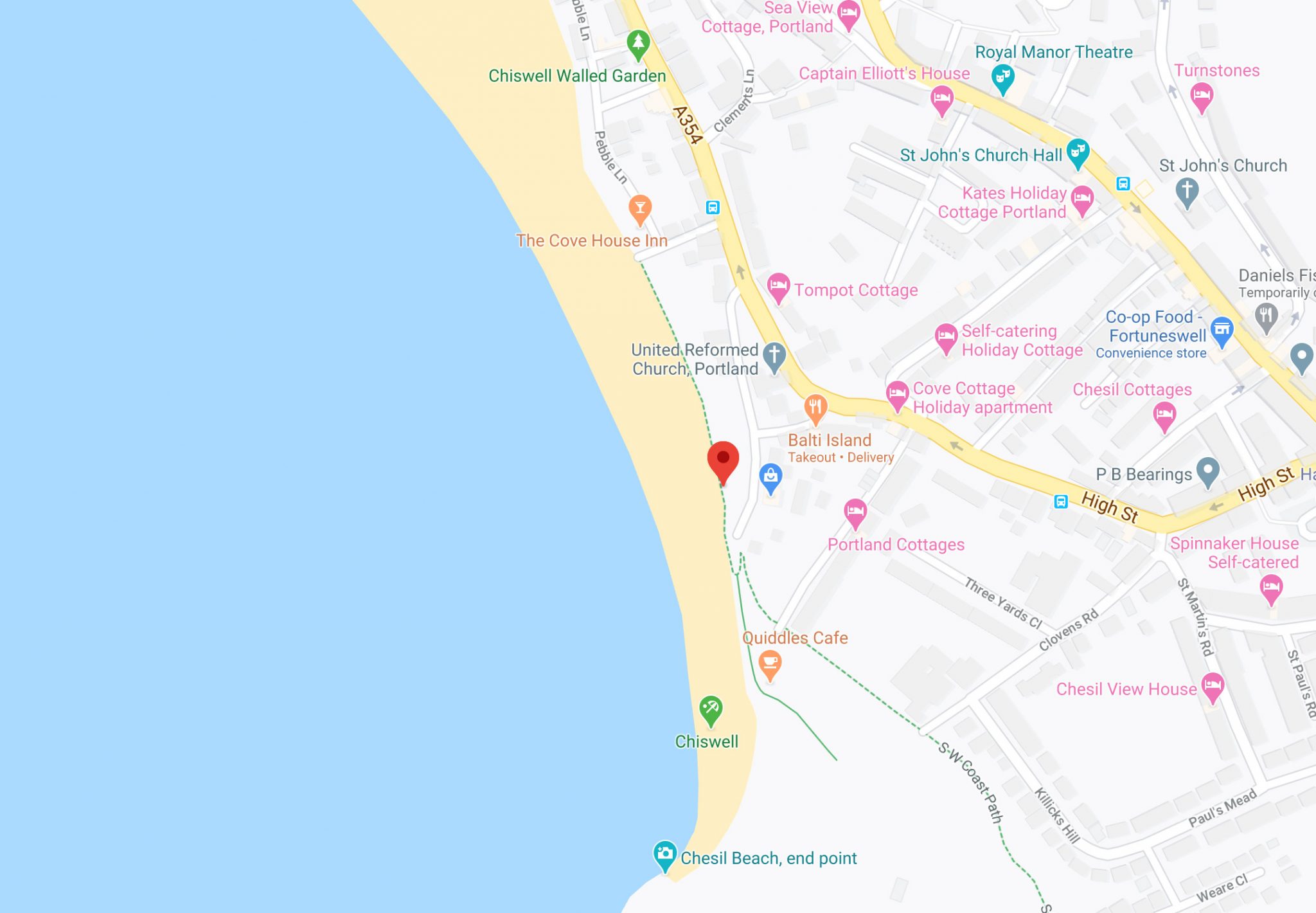 Chesil Cove Scuba Diving Site Google Map