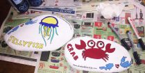 Crab And Jellyfish Rock Art For Scuba Diving Sites