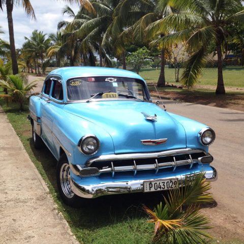 Blue Cuban Car on the Street