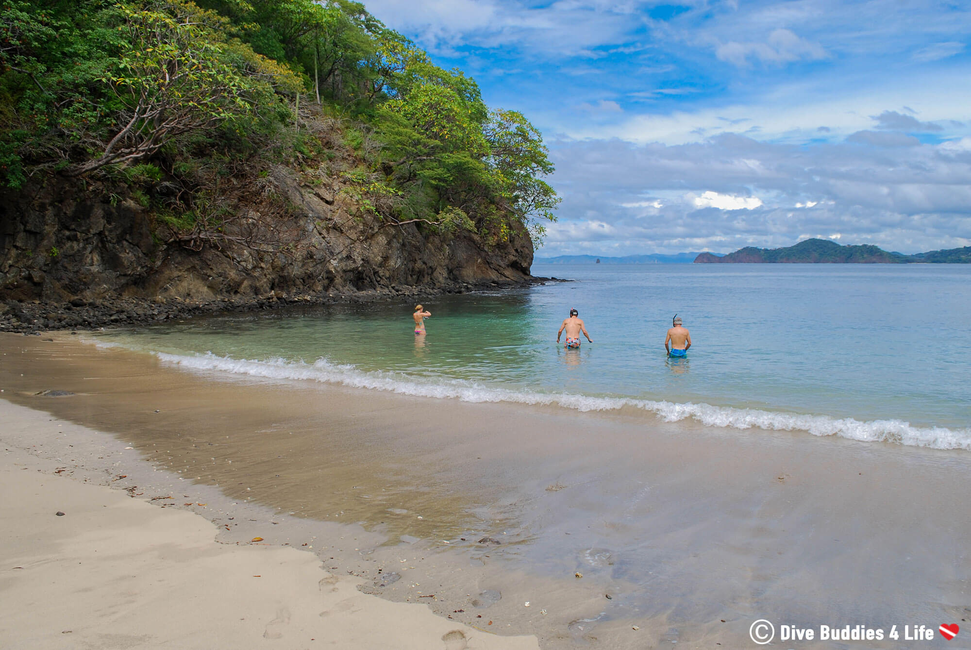 Dive Buddies Getting Ready To Snorkel Secret Beach Costa Rica 