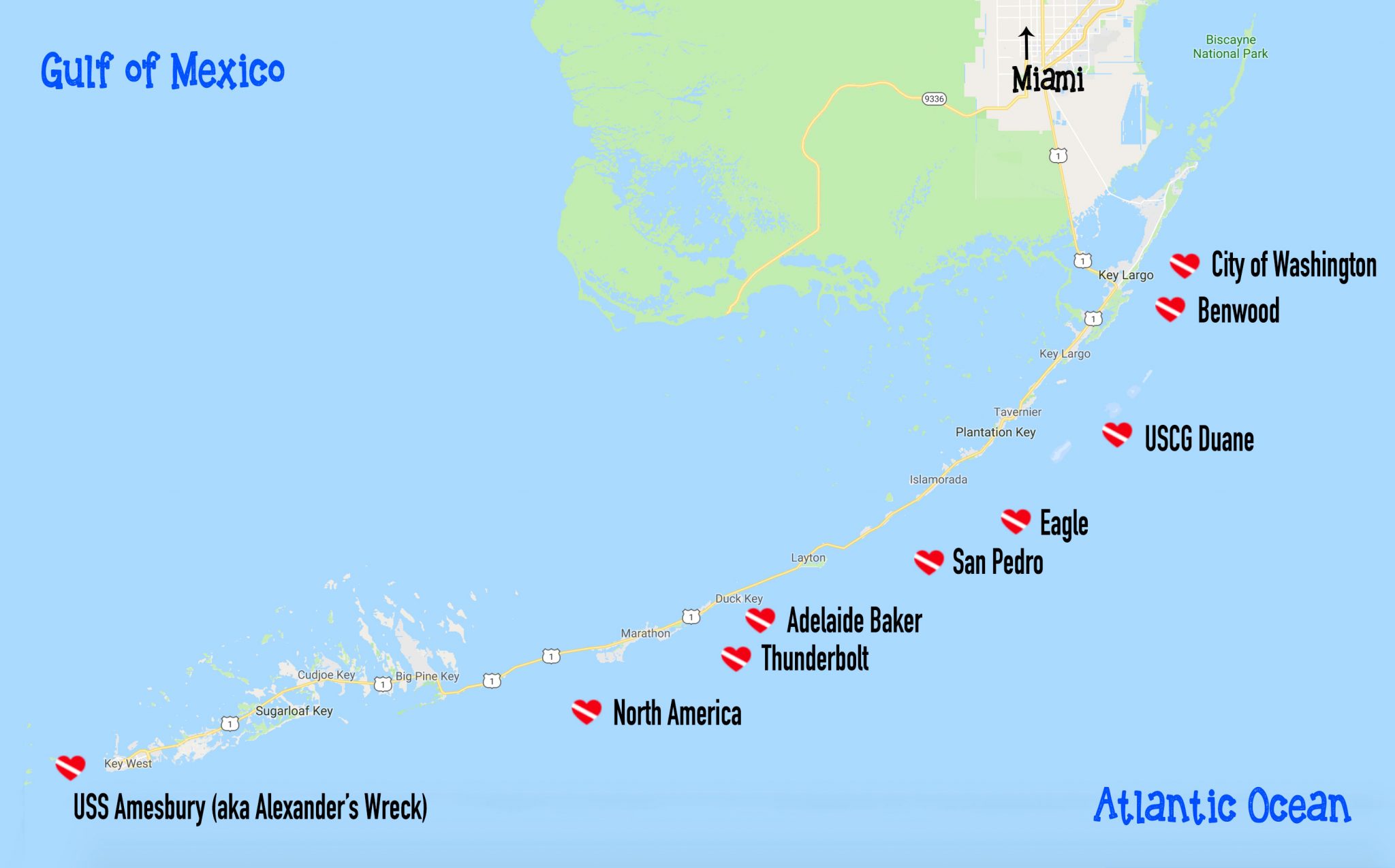 Florida Keys Shipwreck Trail Dive Sites In Southern Florida, USA