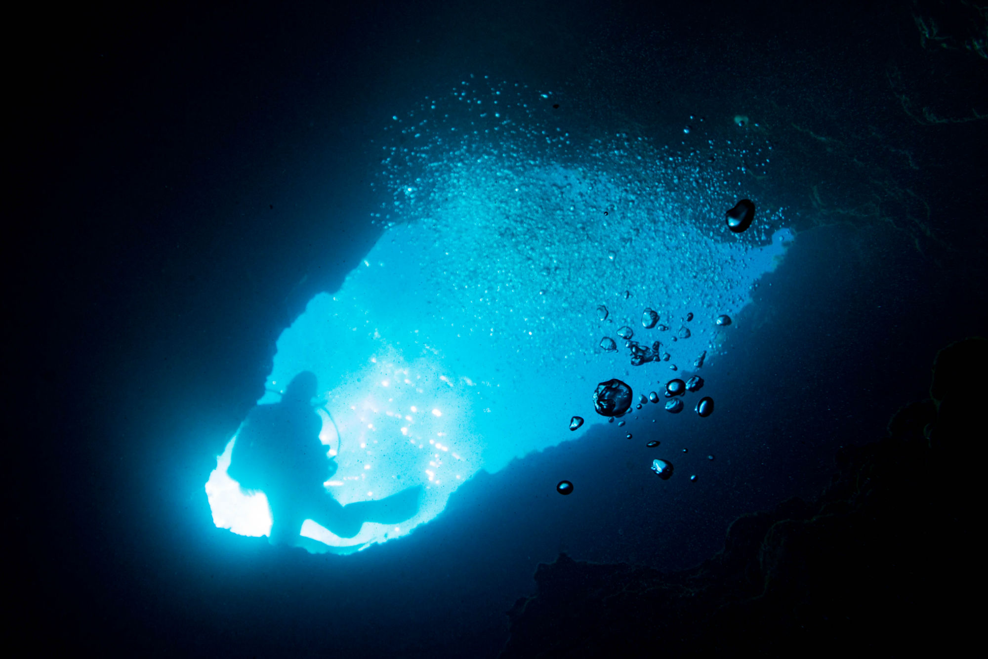 Scuba Diver in a Cave in Montenegro