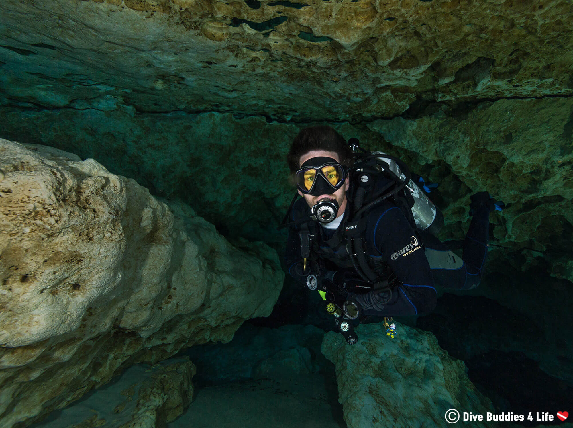 Joey Scuba Diving In The Funky Rocks Of Ginnie Ballroom Cave