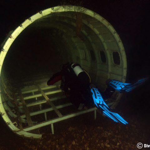 Joey Scuba Diving Into The Mid Section Of An Airplane In The Gas O Meter, Germany