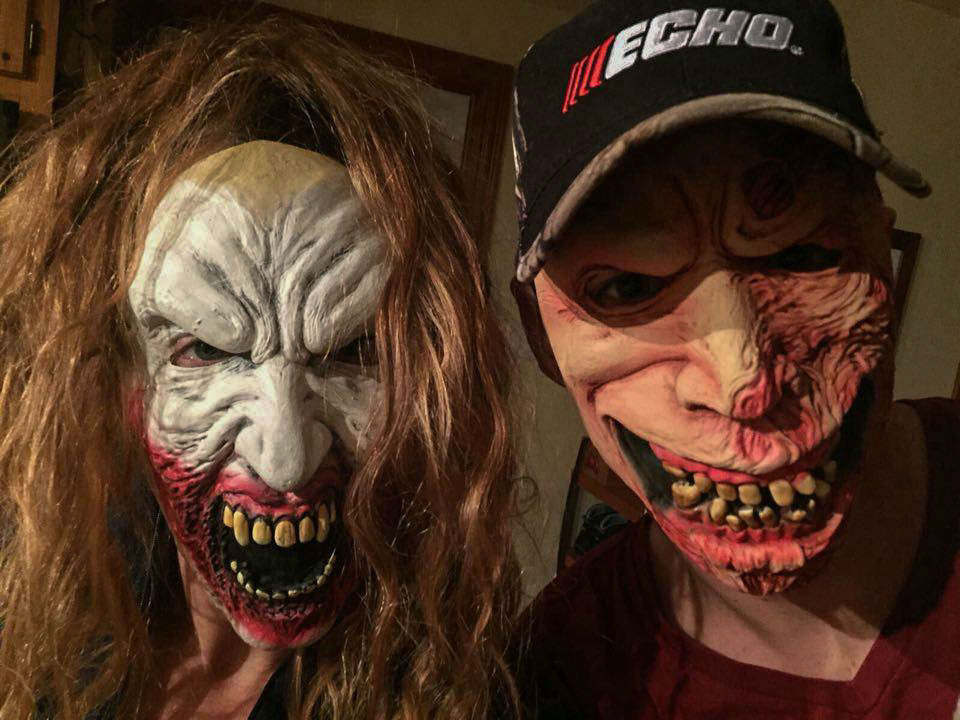 Joey And Ali Being Zombies In Creepy Masks