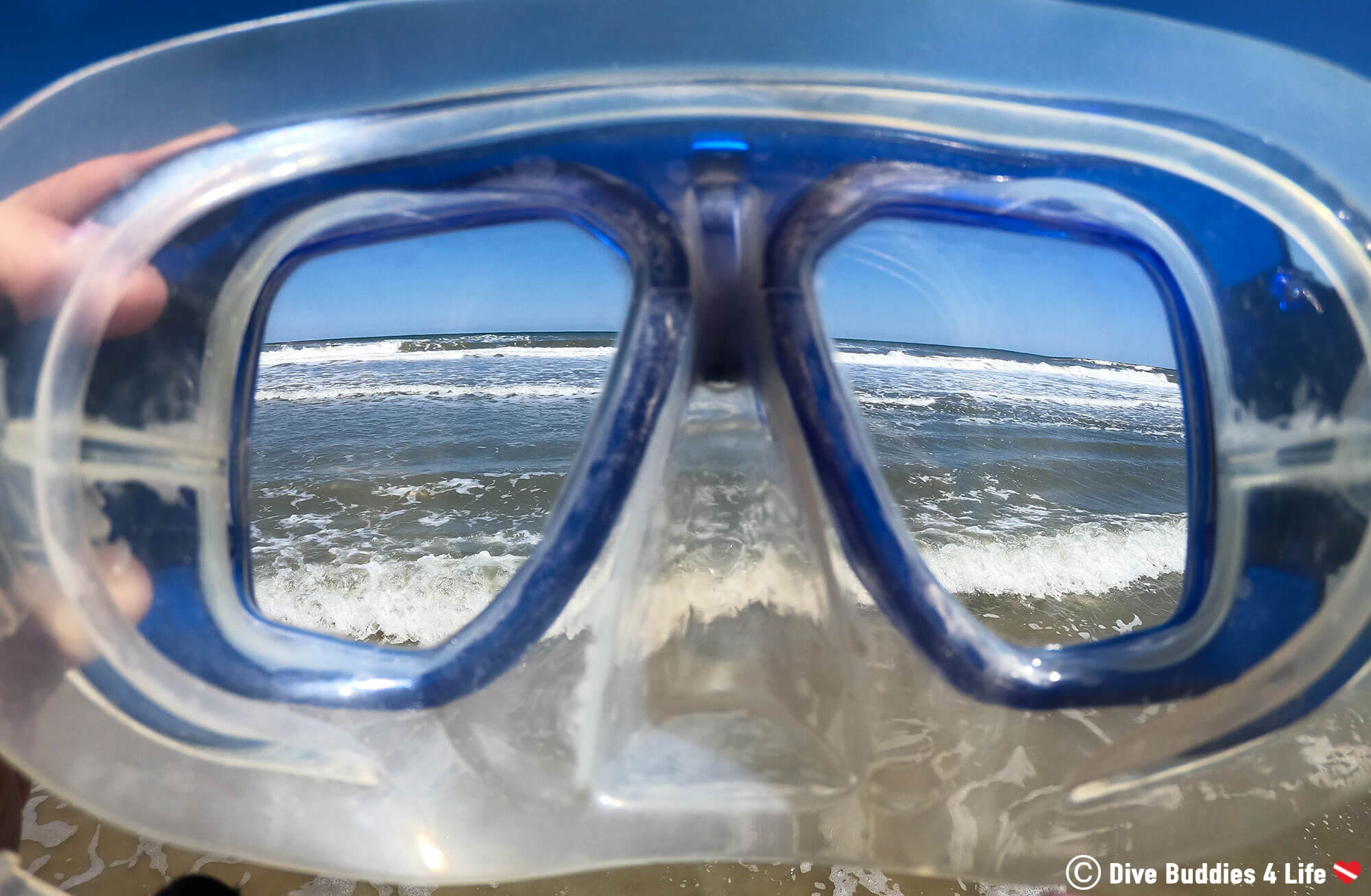 Looking Through A Scuba Mask At The Waves In Daytona, Florida, USA