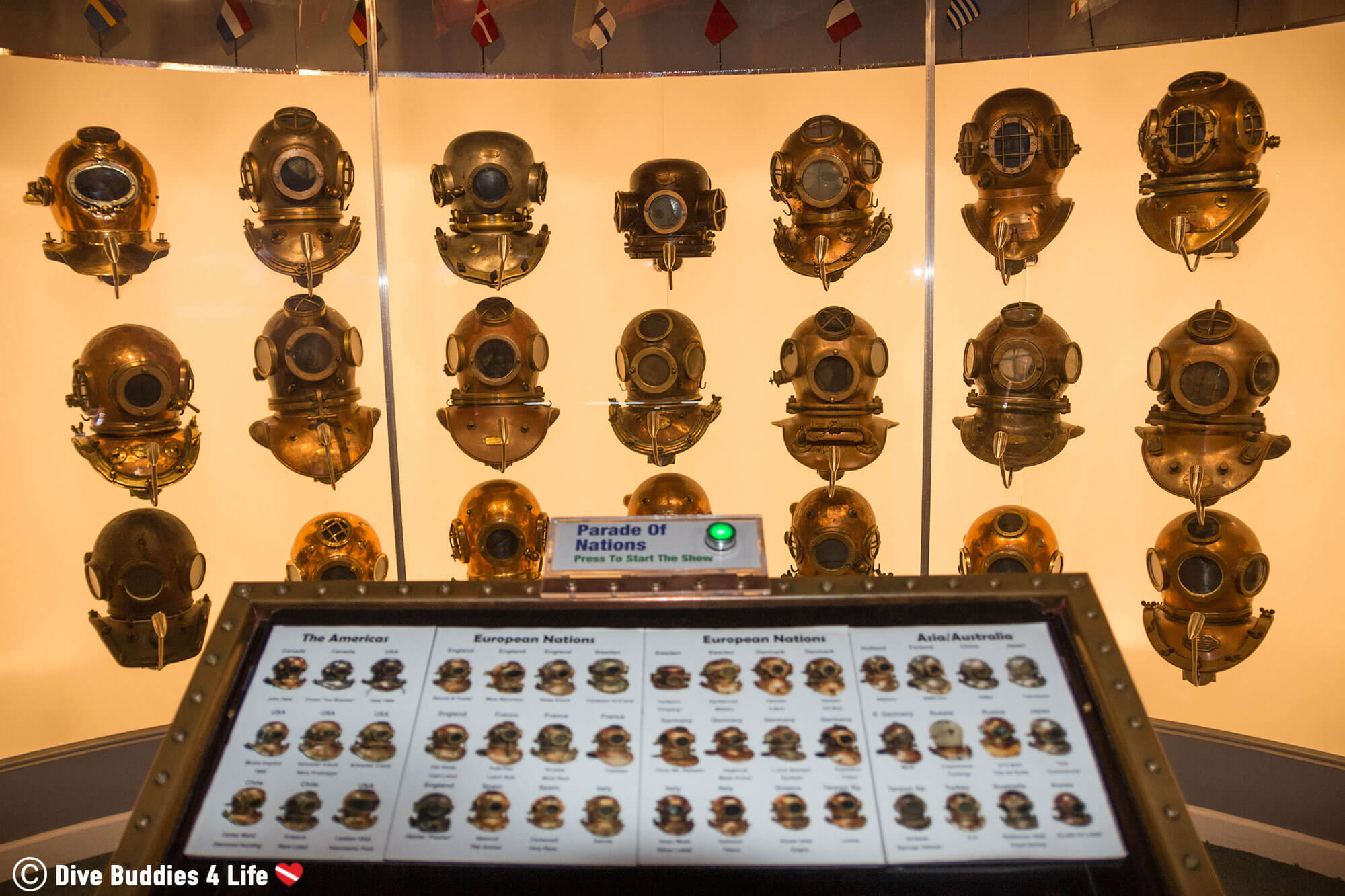 Parade Of Dive Helmets In The History Of Diving Museum