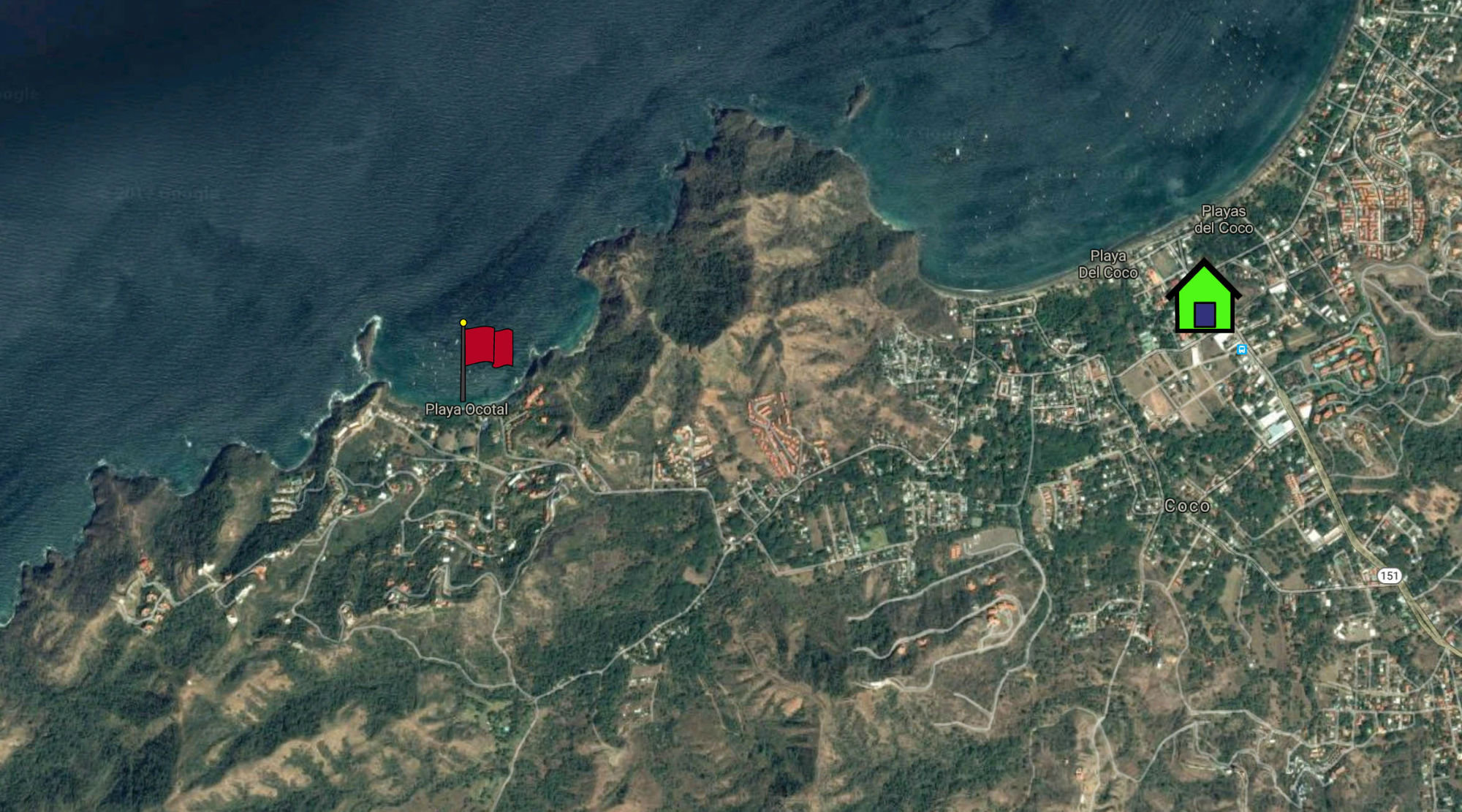 Google Map of Playa Ocotal Beach