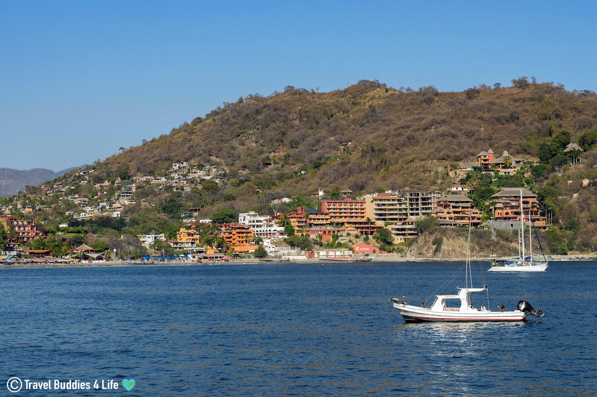 The Bay Of Zihuatanejo With Boats And Hotels, Mexico