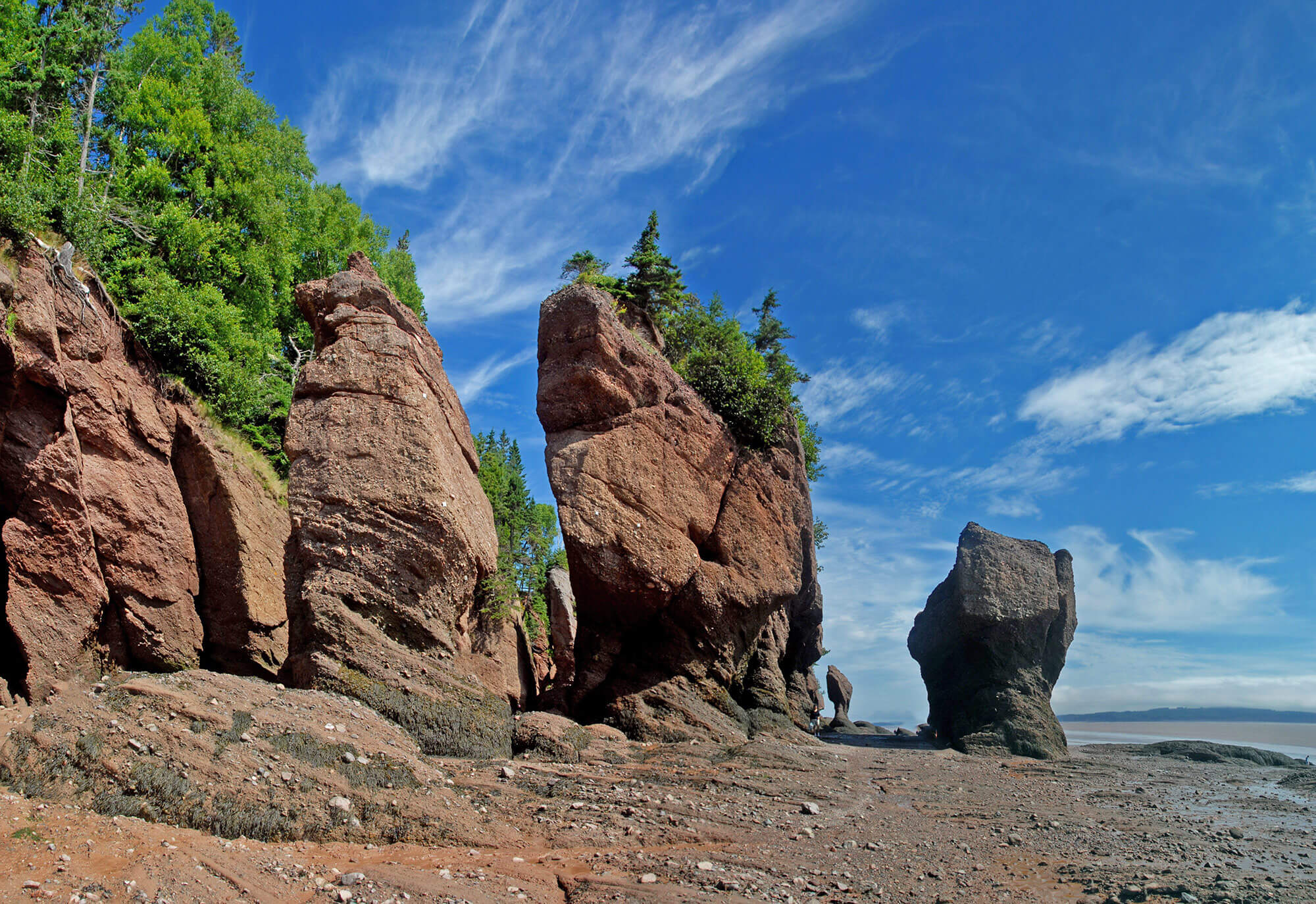The Flower Pot Formations Of Hopewell Rocks On The Bay Of Fundy, New Brunswick, Canadian Splash