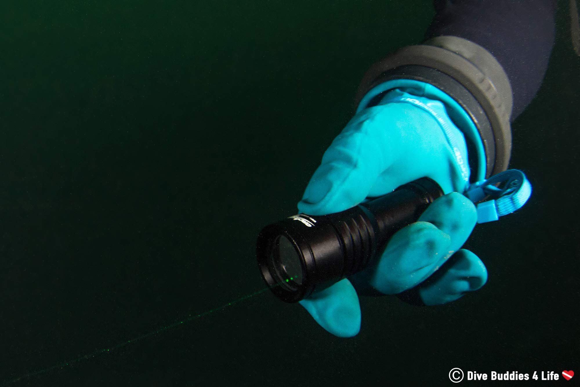 The Green Laser On The OrcaTorch D570 GL In The Water