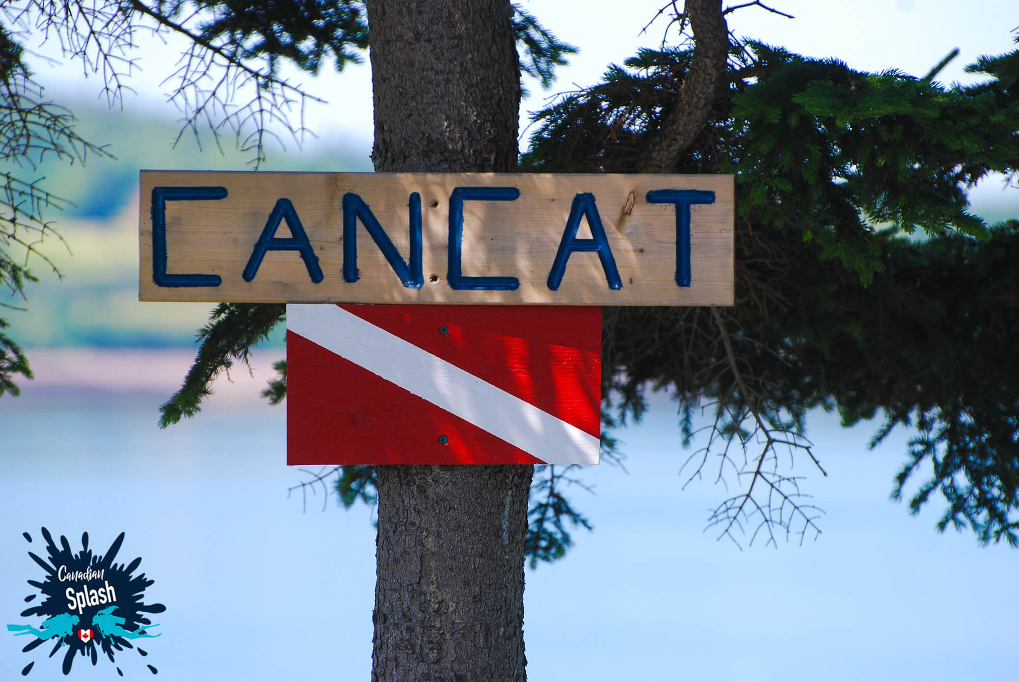 The Scuba Diving Sign For Cancat Beach On Deer Island, New Brunswick, Canadian Splash