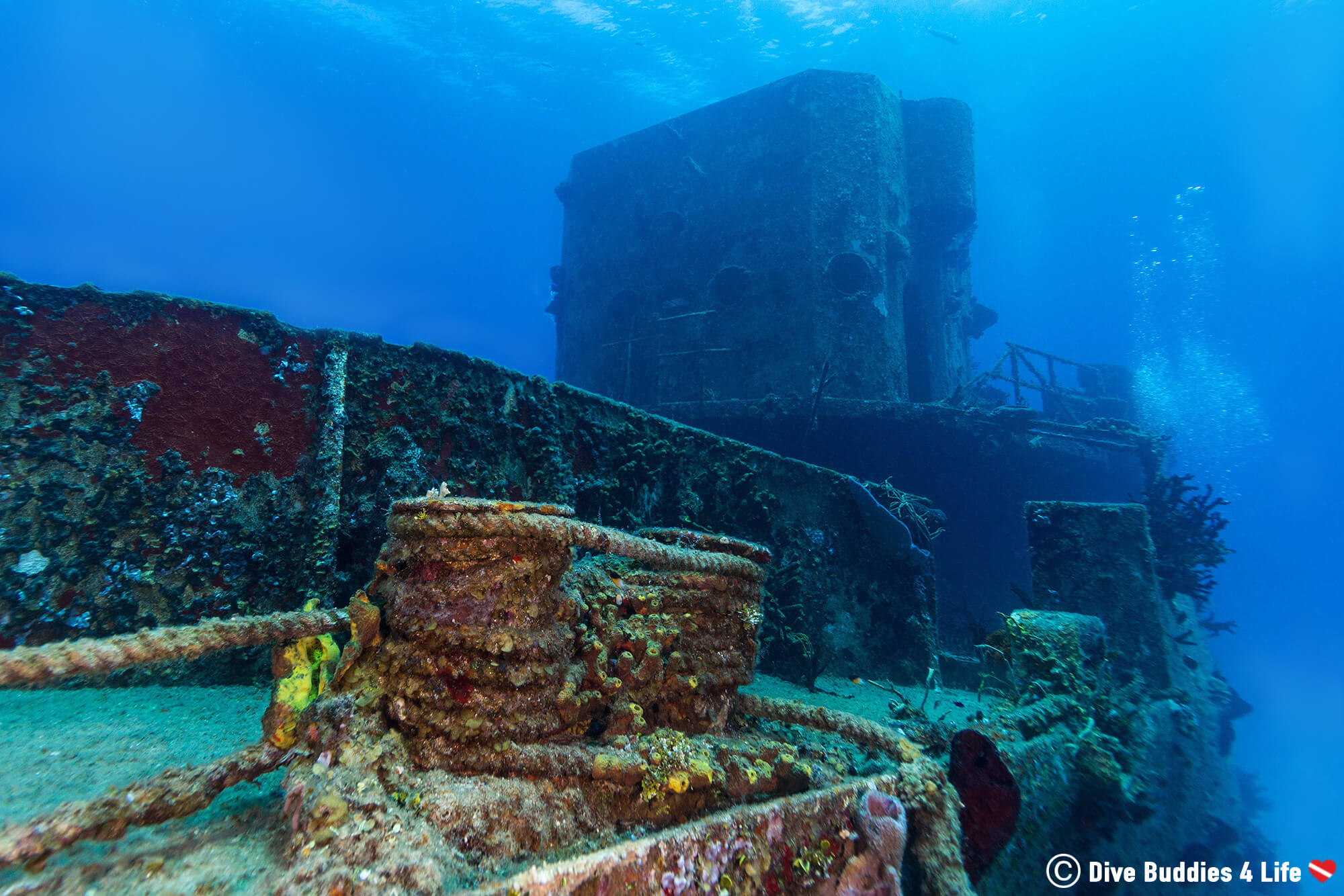 The Starboard Side Of A Cozumel Shipwreck At The Bottom Of The Caribbean In Mexico