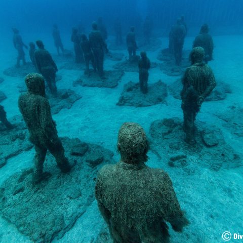 Underwater Statues From The Museo Atlantico In Lanzarote, Canary Islands, Spain